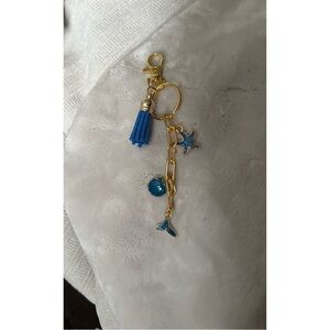 Gold and Blue Sea-Themed Keychain